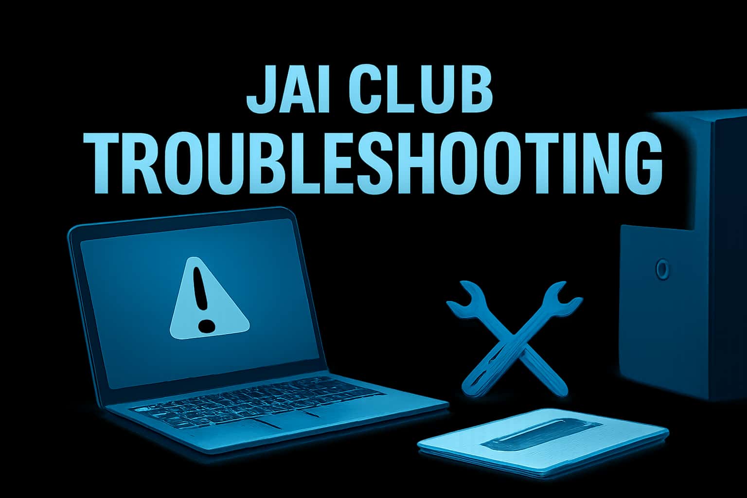 A professional scene illustrating the Jai Club troubleshooting process.