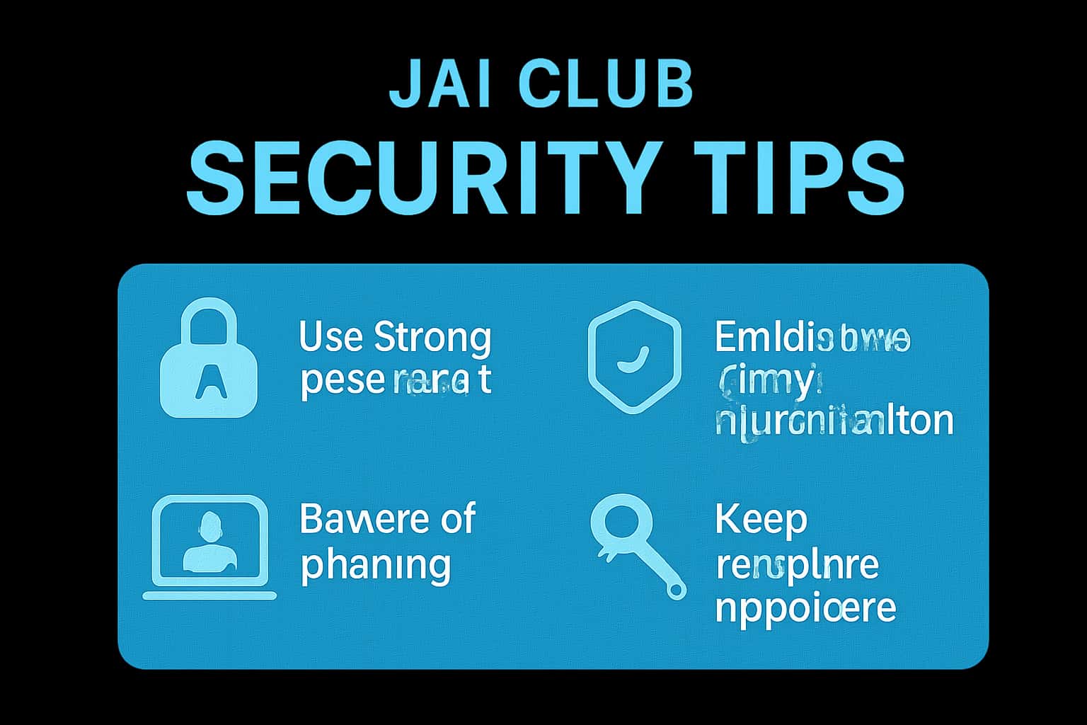 Visual representation of Jai Club Security Tips focusing on account protection.