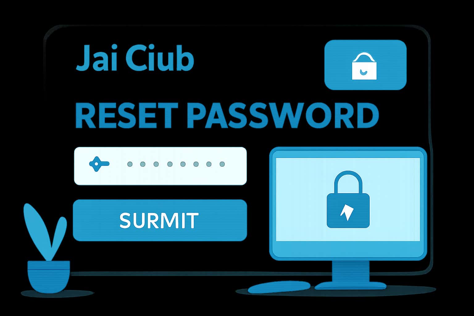 A high-tech scene illustrating the password reset process for Jai Club.