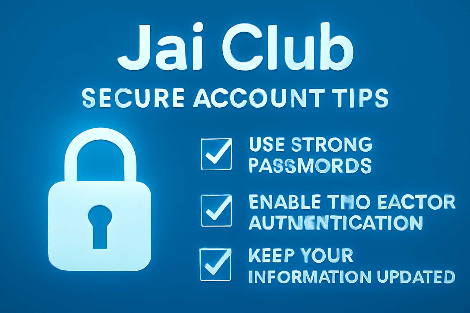A professional representation of security tips for Jai Club account management.