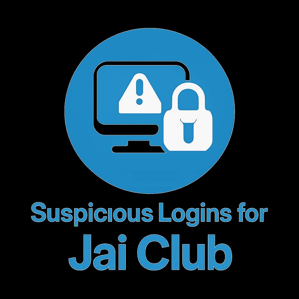 An icon representing security measures for Jai Club, featuring the text 'Suspicious Logins'.